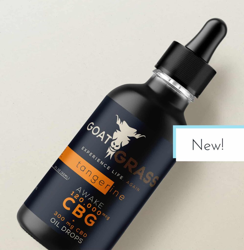 Goat Grass CBD CBG & CBD Oil Drops – “Awake” Formula in Tangerine